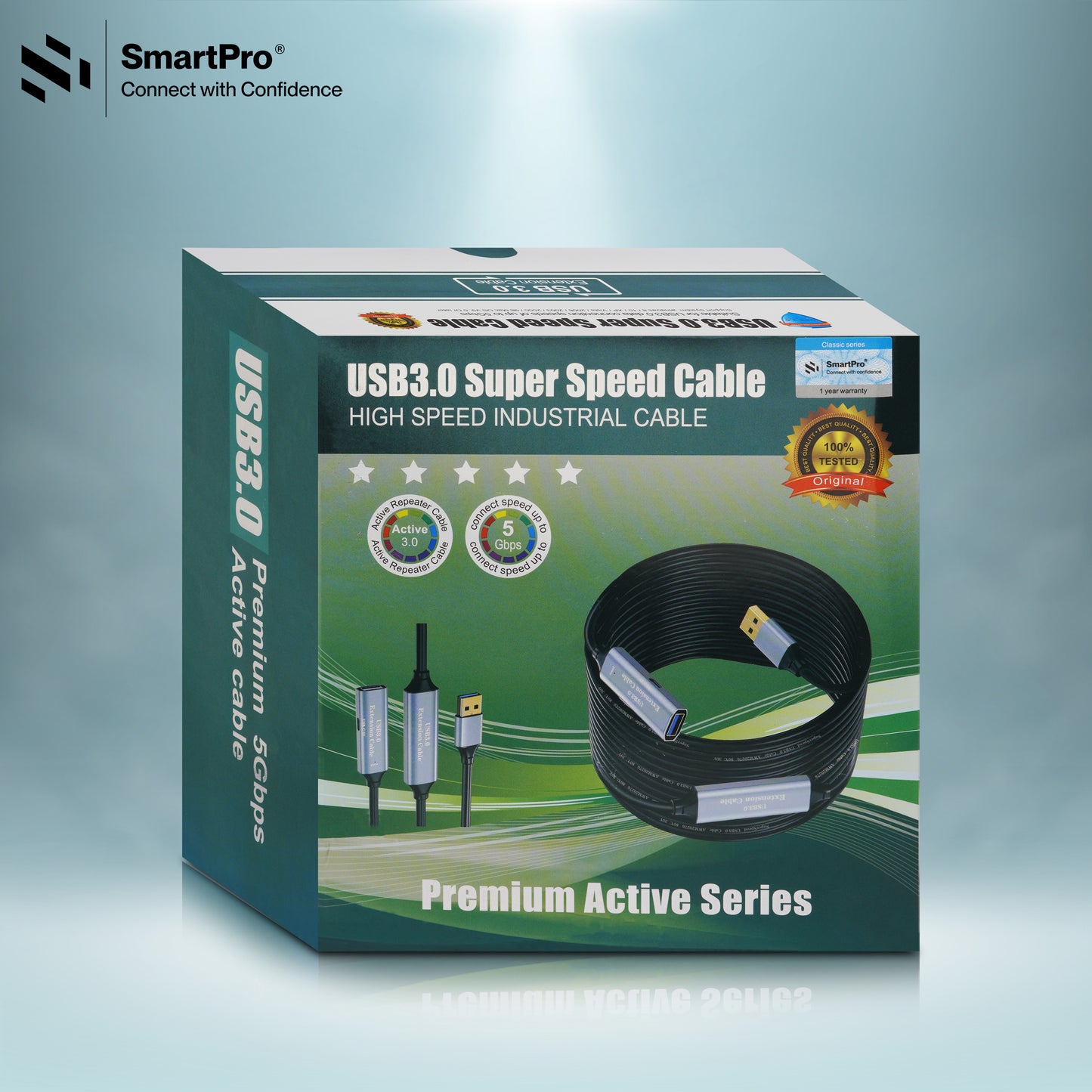 SmartPro USB 3.0 ACTIVE PRINTER CABLE (METAL PLUG)