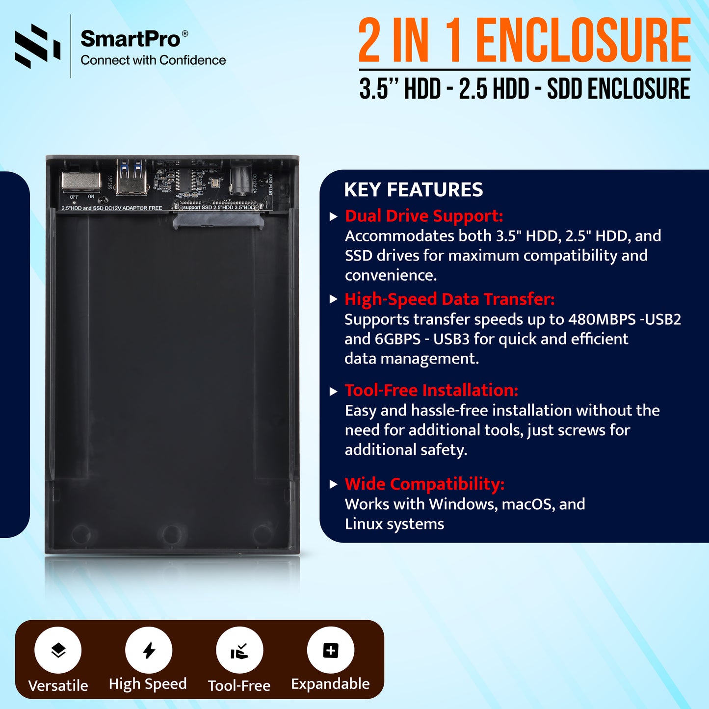 SmartPro 3.5"/2.0V HDD Casing