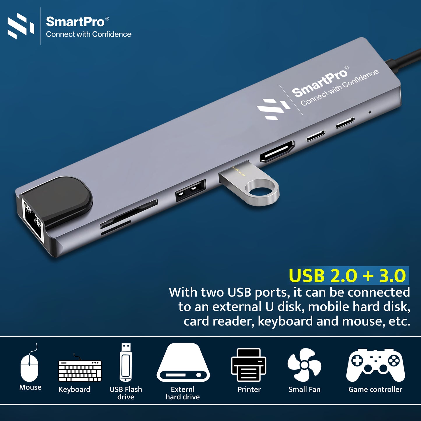 SmartPro 4K TYPE C TO 8 IN 1 CONVERTER (METAL HEAD)