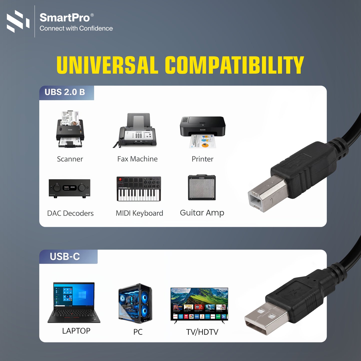 SmartPro USB PRINTER CABLE (BLACK)