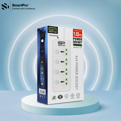 SmartPro SPIKE GUARD 4+4  WITH SURGE PROTECTOR (1.8 MTR)