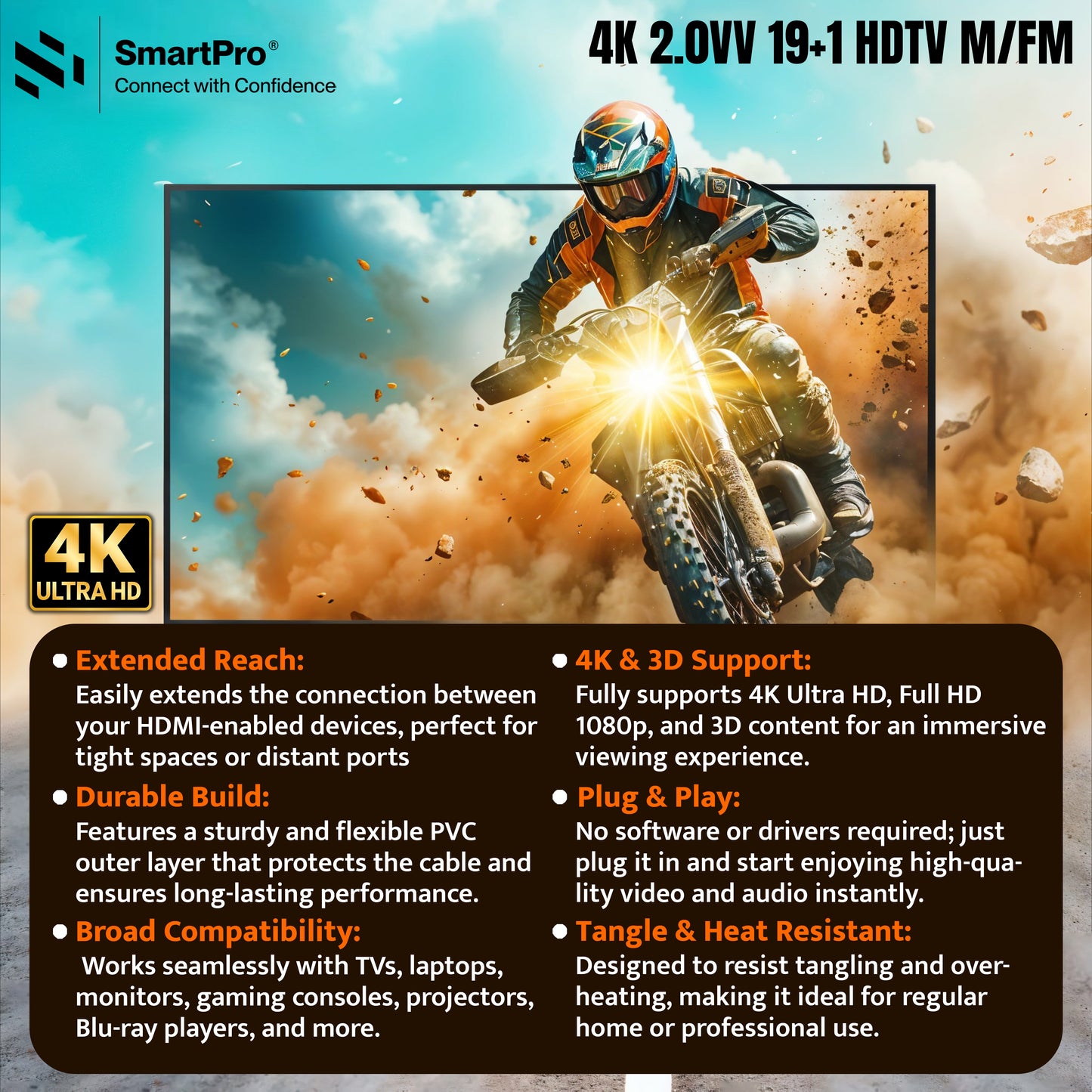 SmartPro 4K HDMI EXTENSION 60Hz CABLE (METAL HEAD)