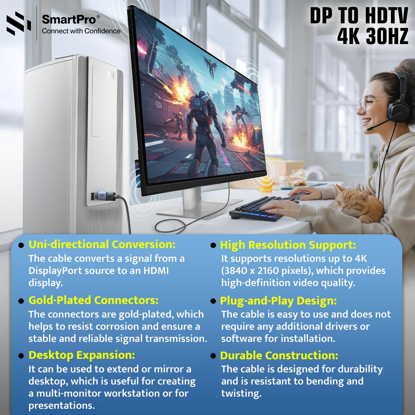 SmartPro 4K DP MALE TO HDMI FEMALE JOINTER Metal Body