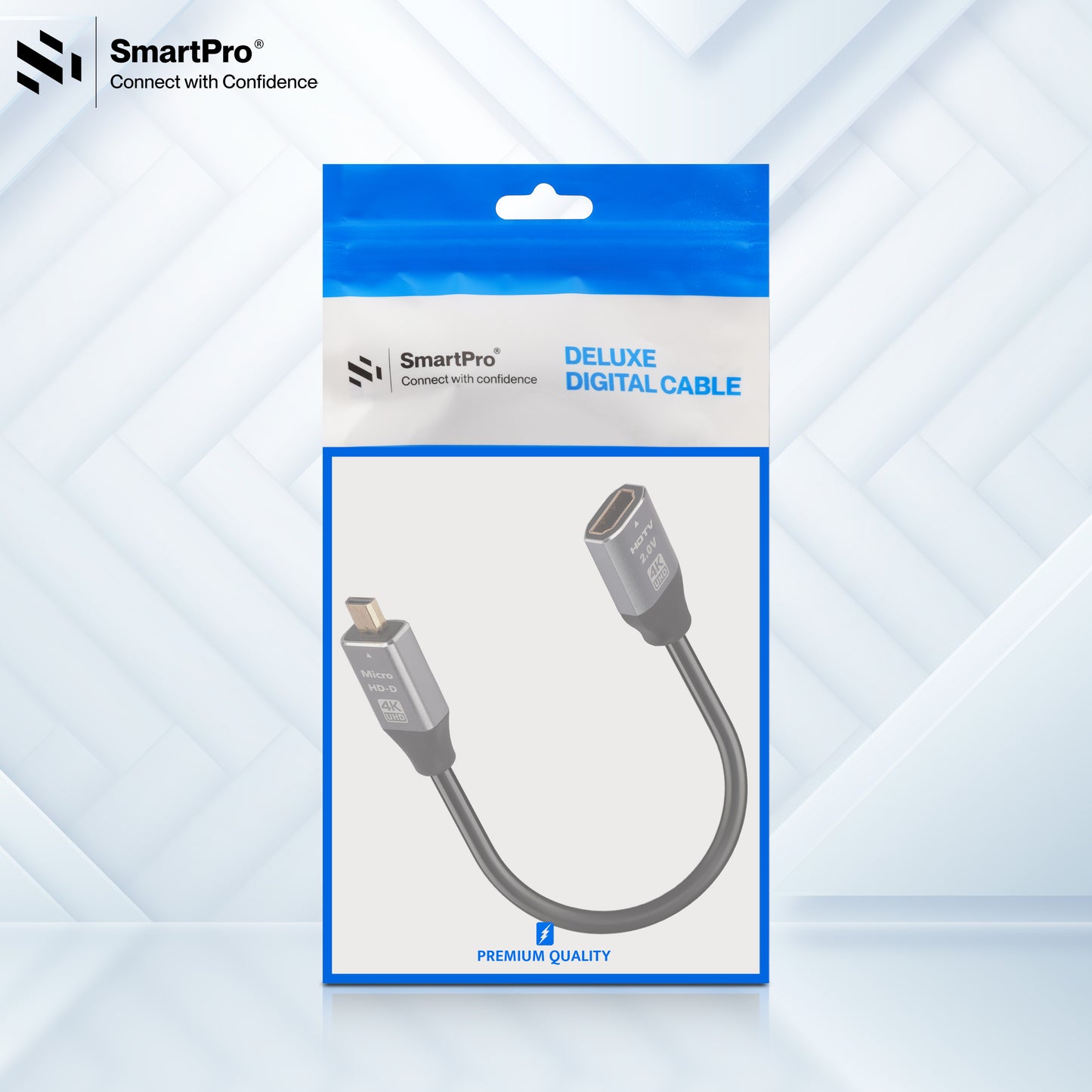 SmartPro 4K MICRO HDMI TO HDMI FEMALE 60Hz CABLE (METAL PLUG)