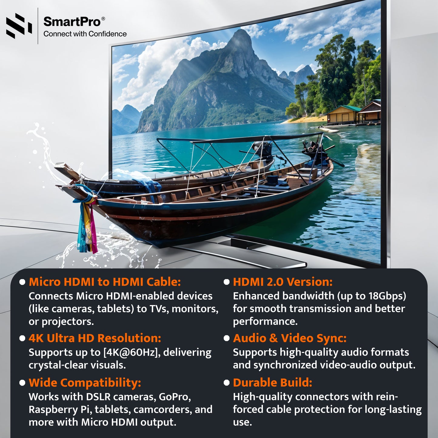 SmartPro 4K MICRO HDMI 60Hz CABLE (METAL PLUG)