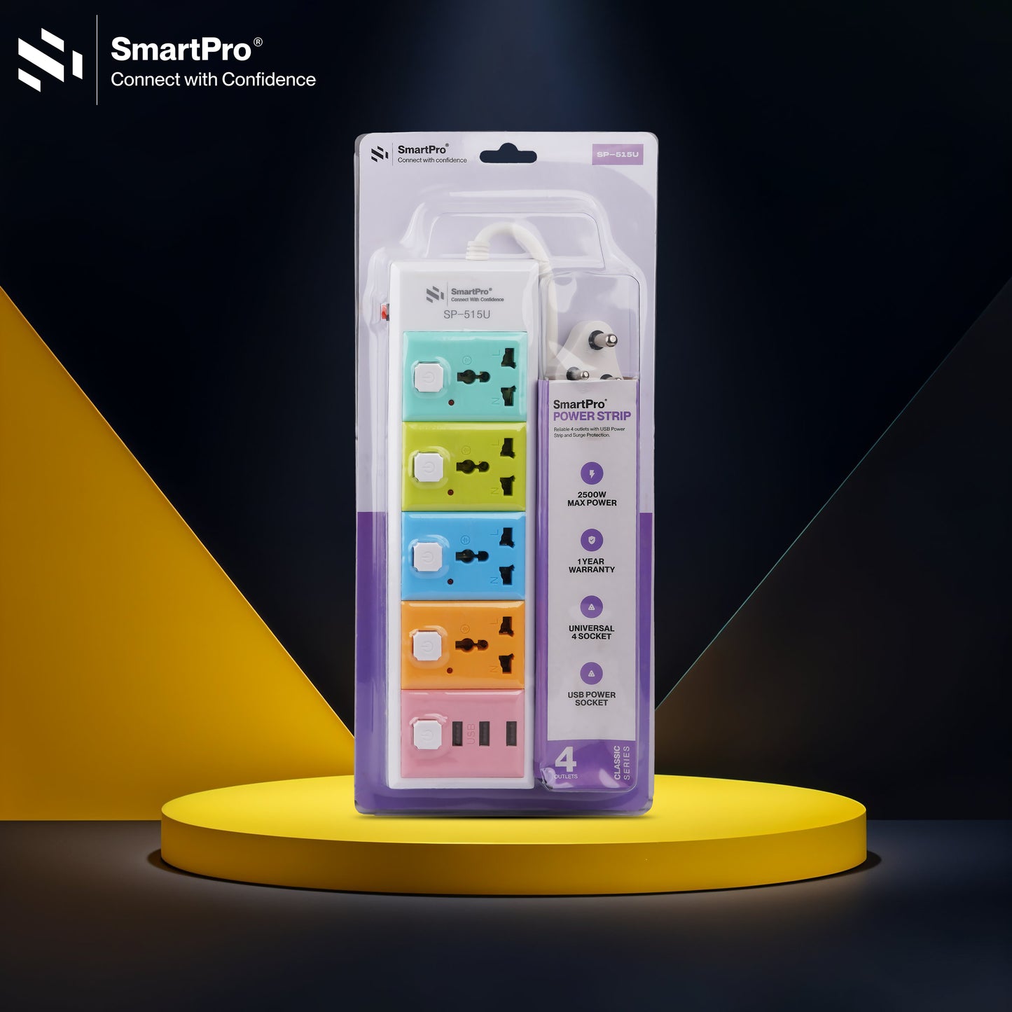 SmartPro POWER STRIP 4+4 WITH USB (1.8 MTR)