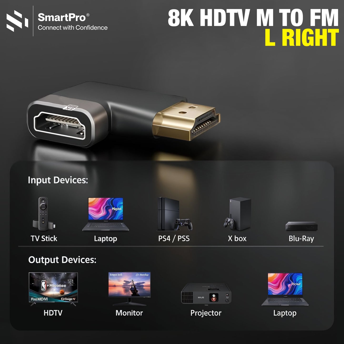 SmartPro 8K HDMI MALE-FEMALE L2 JOINTER Metal Body