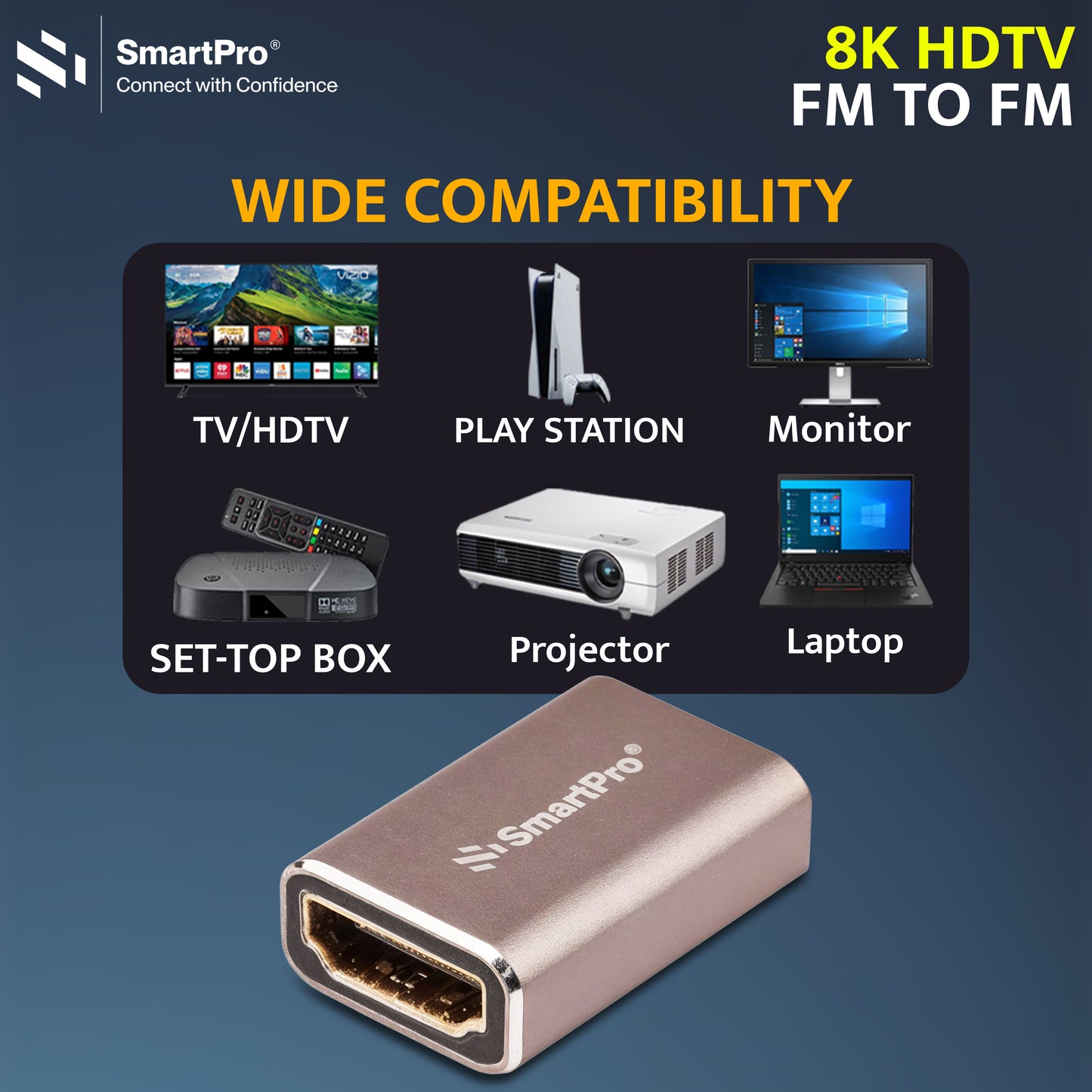 SmartPro 8K HDMI FEMALE-FEMALE JOINTER Metal Body