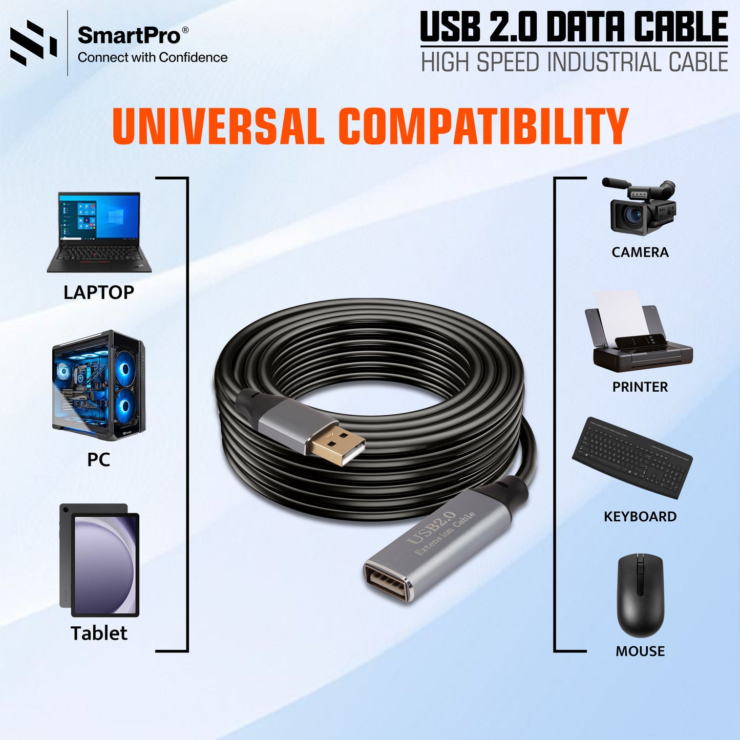SmartPro USB 2.0 ACTIVE EXTENSION CABLE (METAL PLUG)