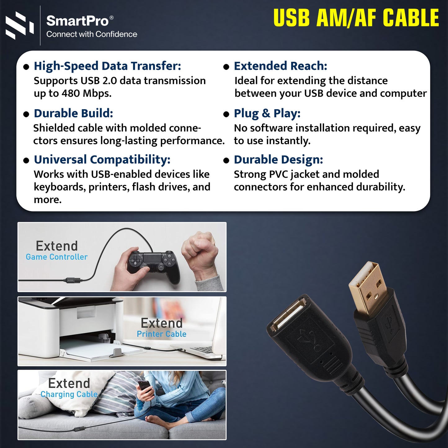 SmartPro USB 2.0 ACTIVE EXTENSION CABLE