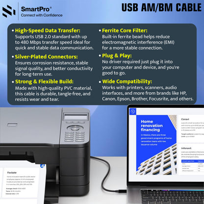 SmartPro USB 2.0 ACTIVE PRINTER CABLE