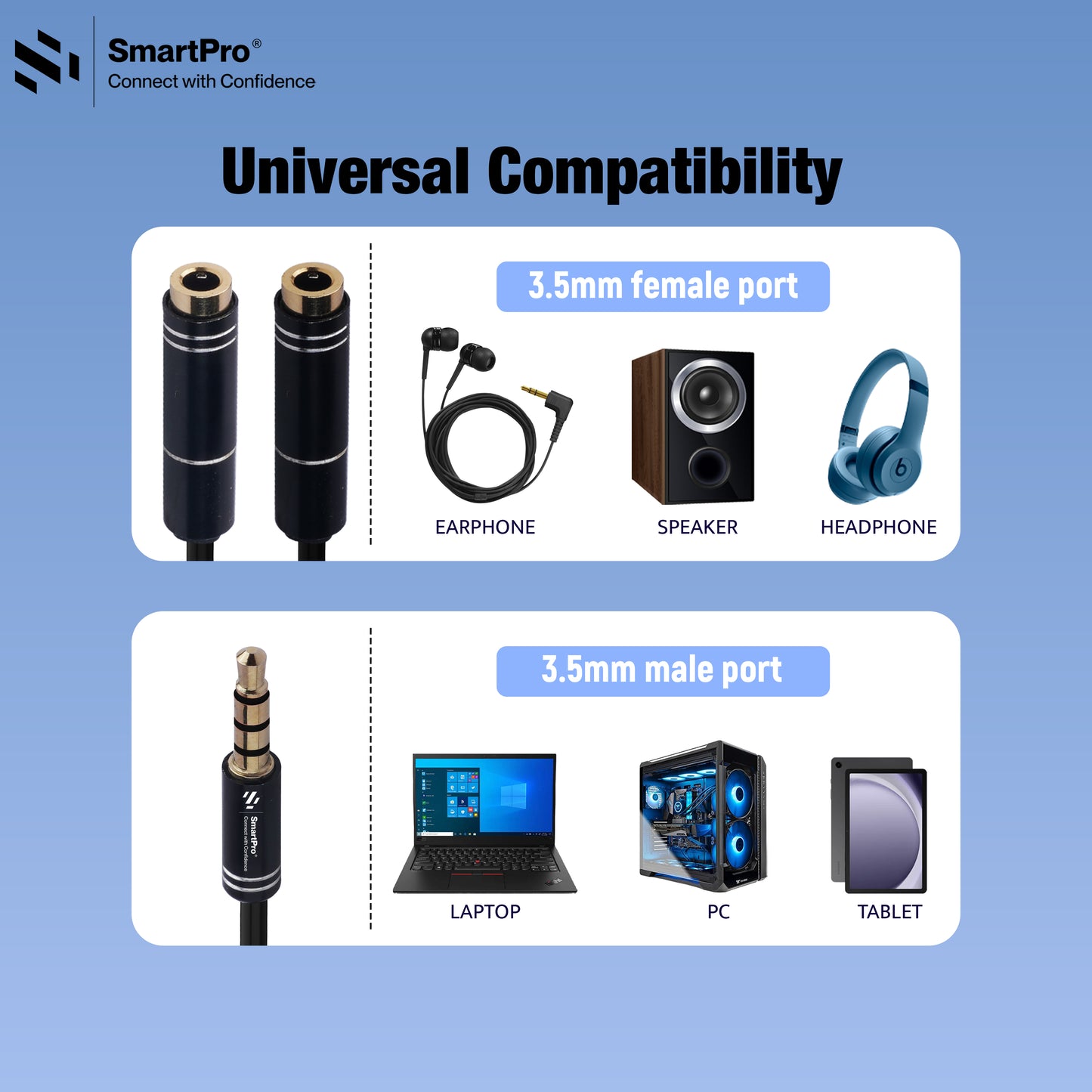 SmartPro AUX Y CABLE METAL PLUG (SPLITTER)