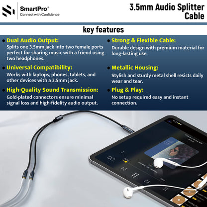 SmartPro AUX Y CABLE METAL PLUG (SPLITTER)