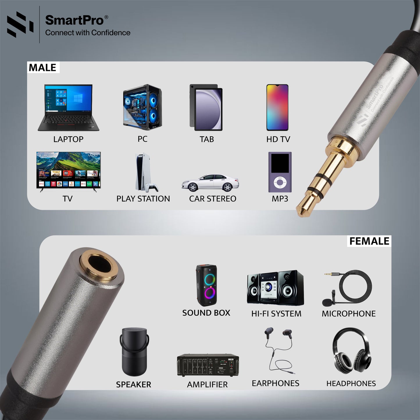 SmartPro AUX EXTENSION CABLE METAL PLUG