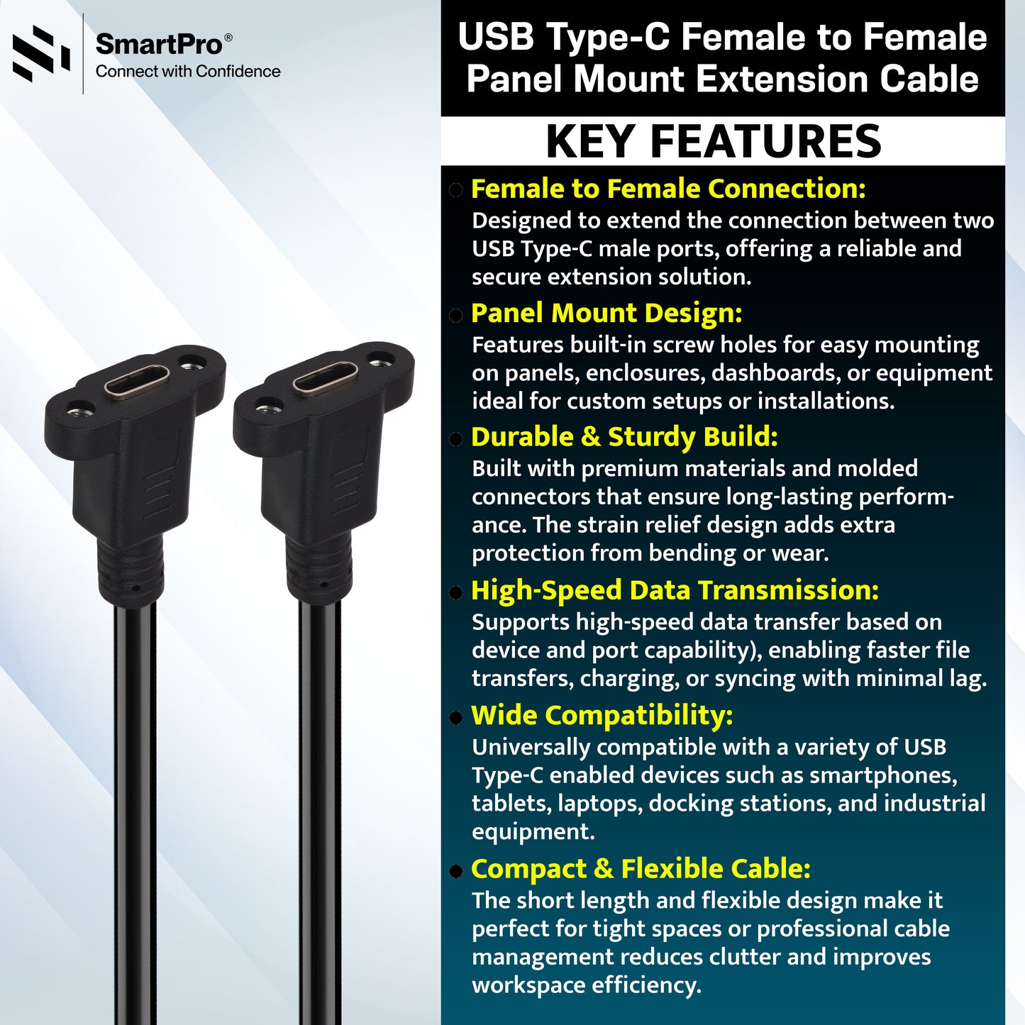 SmartPro TYPE C FEMALE TO FEMALE CABLE WITH SCREW
