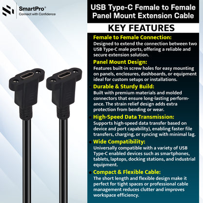 SmartPro TYPE C FEMALE TO FEMALE CABLE WITH SCREW