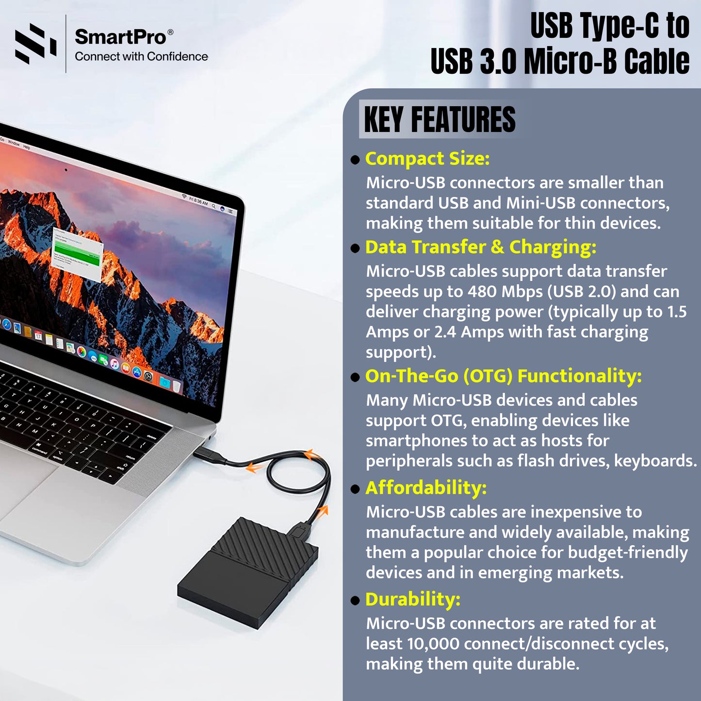 SmartPro TYPE C TO HDD CABLE (MICRO B)