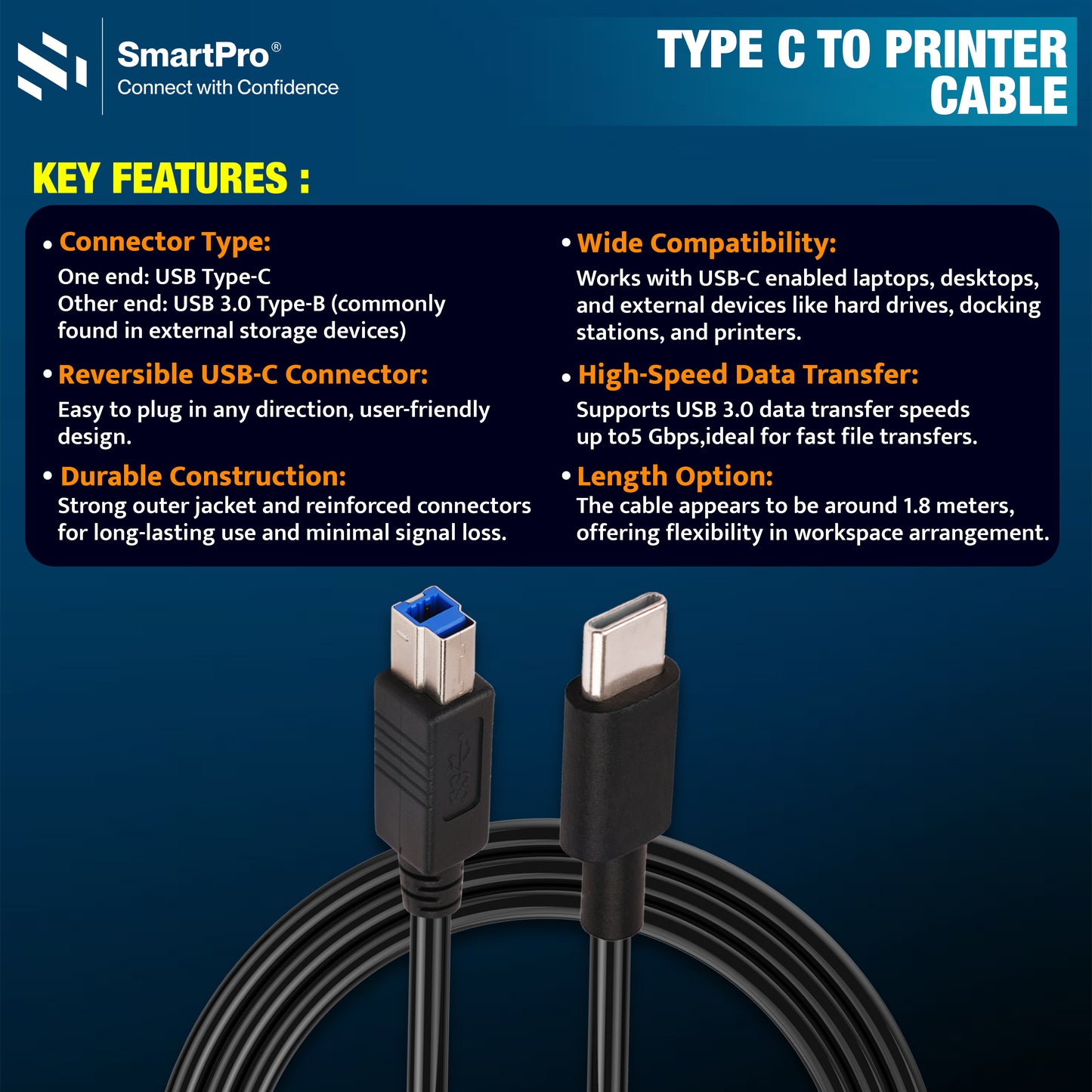 SmartPro TYPE C TO PRINTER CABLE