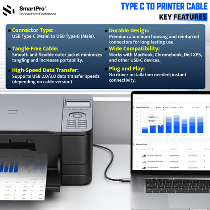 SmartPro TYPE C TO PRINTER CABLE (METAL)