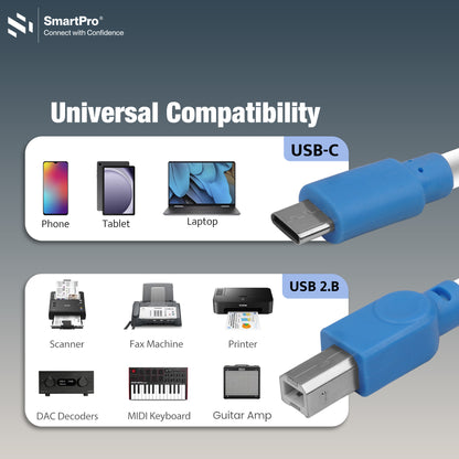 SmartPro TYPE C PRINTER CABLE (WHITE/BLUE)