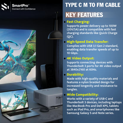 SmartPro TYPE C EXTENSION CABLE 10 GBPS (METAL HEAD)