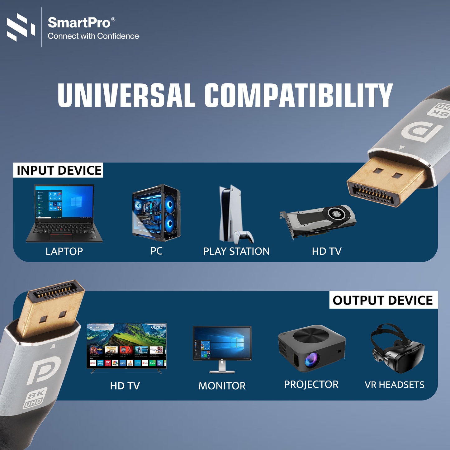 SmartPro 8K DP TO DP CABLE (METAL PLUG)