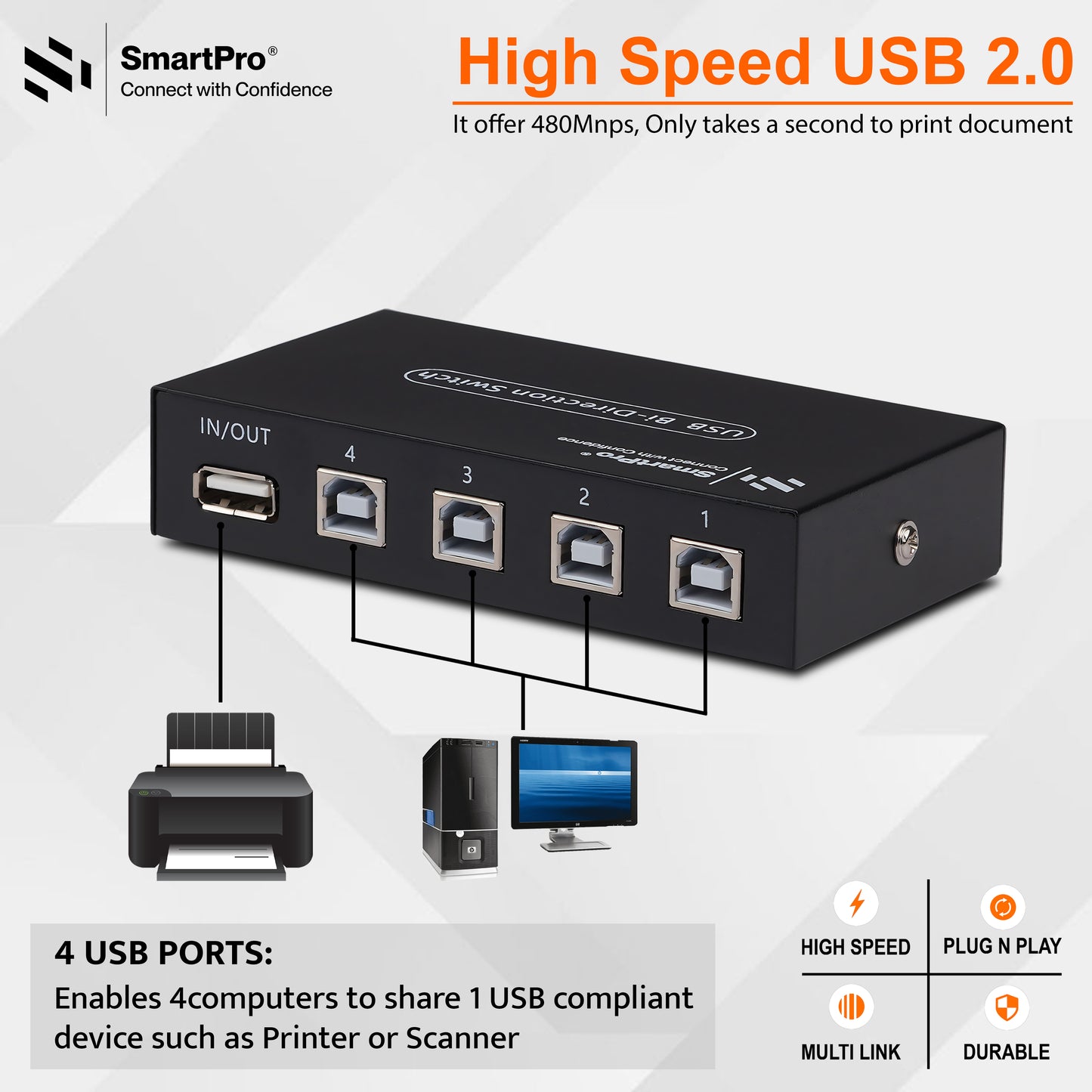 SmartPro USB SWITCH 4 PORT