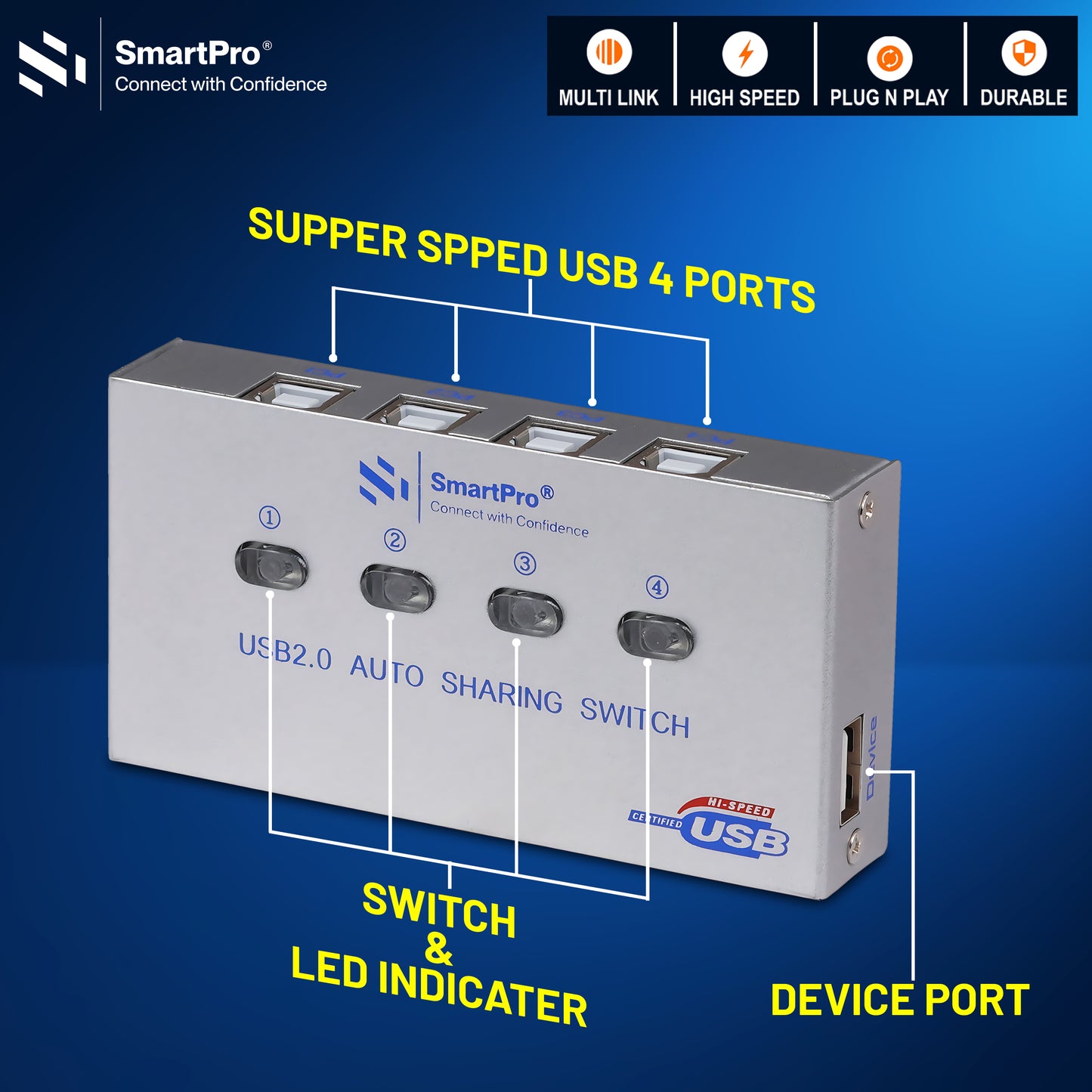 SmartPro USB AUTO SWITCH 4 PORT