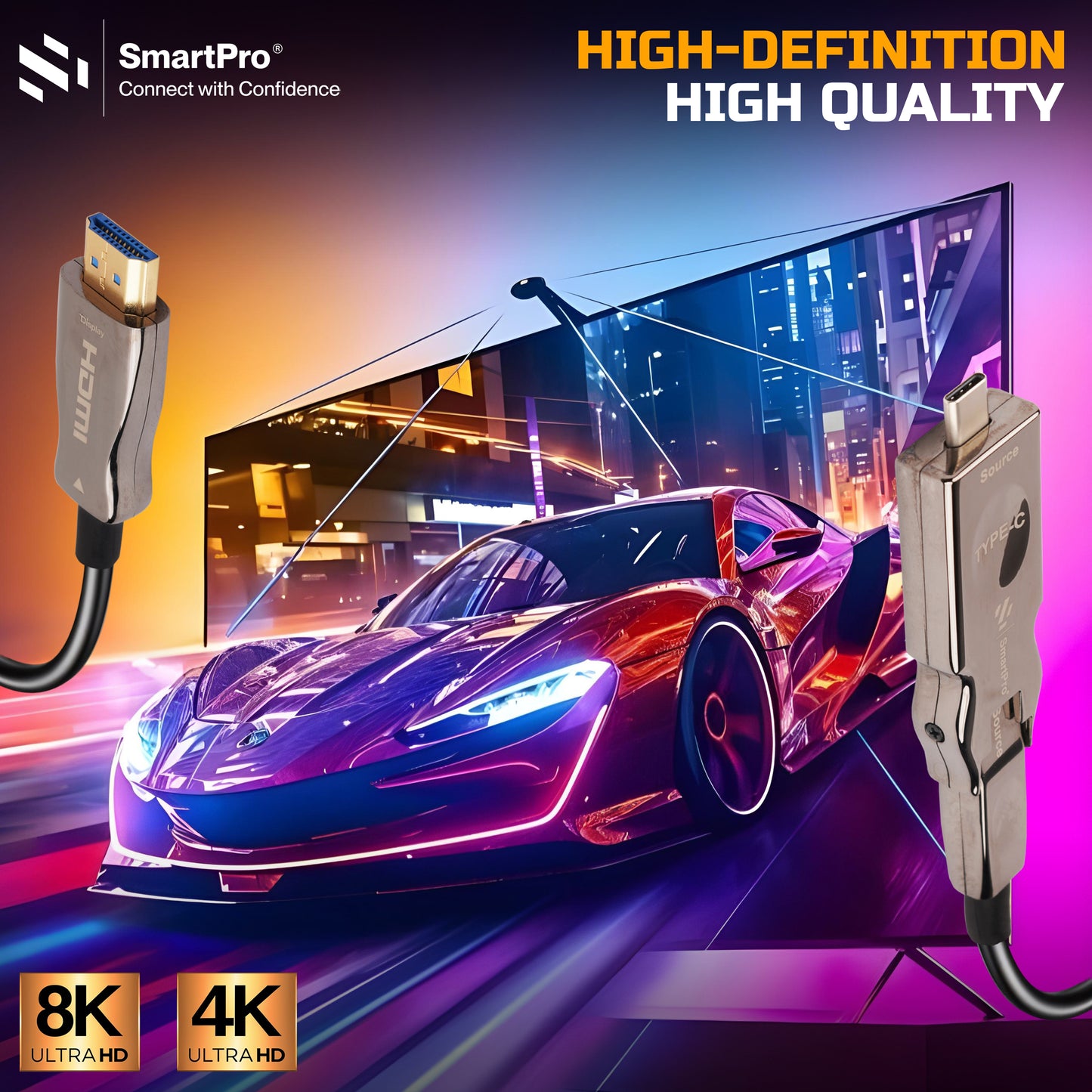 SmartPro HDMI To Type C 2.0 Optical Fiber 4k@60Hz Cable