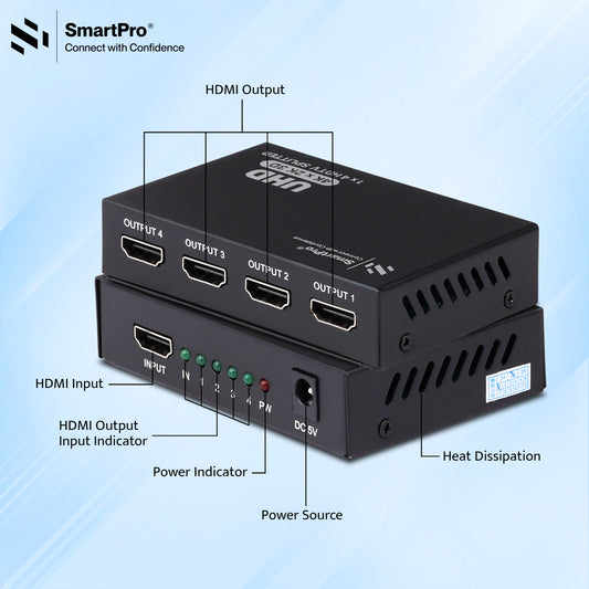 SmartPro 4 PORT HDMI SPLITTER (Metal Body)