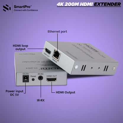 SmartPro 4K 200 MTR HDMI EXTENDER (Metal Body)