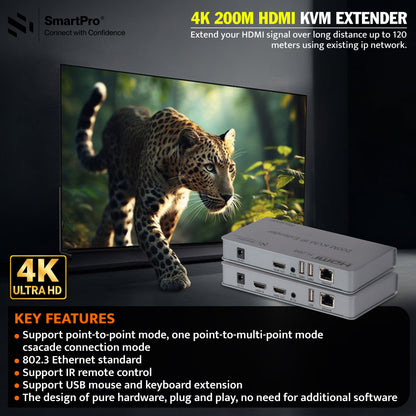 SmartPro 4K 200 MTR HDMI KVM EXTENDER (Metal Body)