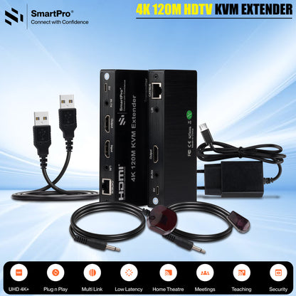 SmartPro 4K 120 MTR HDMI KVM EXTENDER (Metal Body)