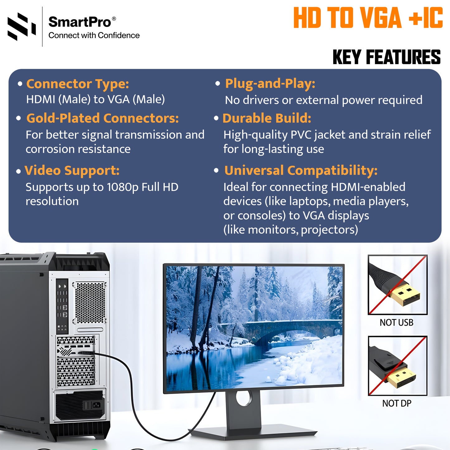 SmartPro HDMI TO VGA CABLE