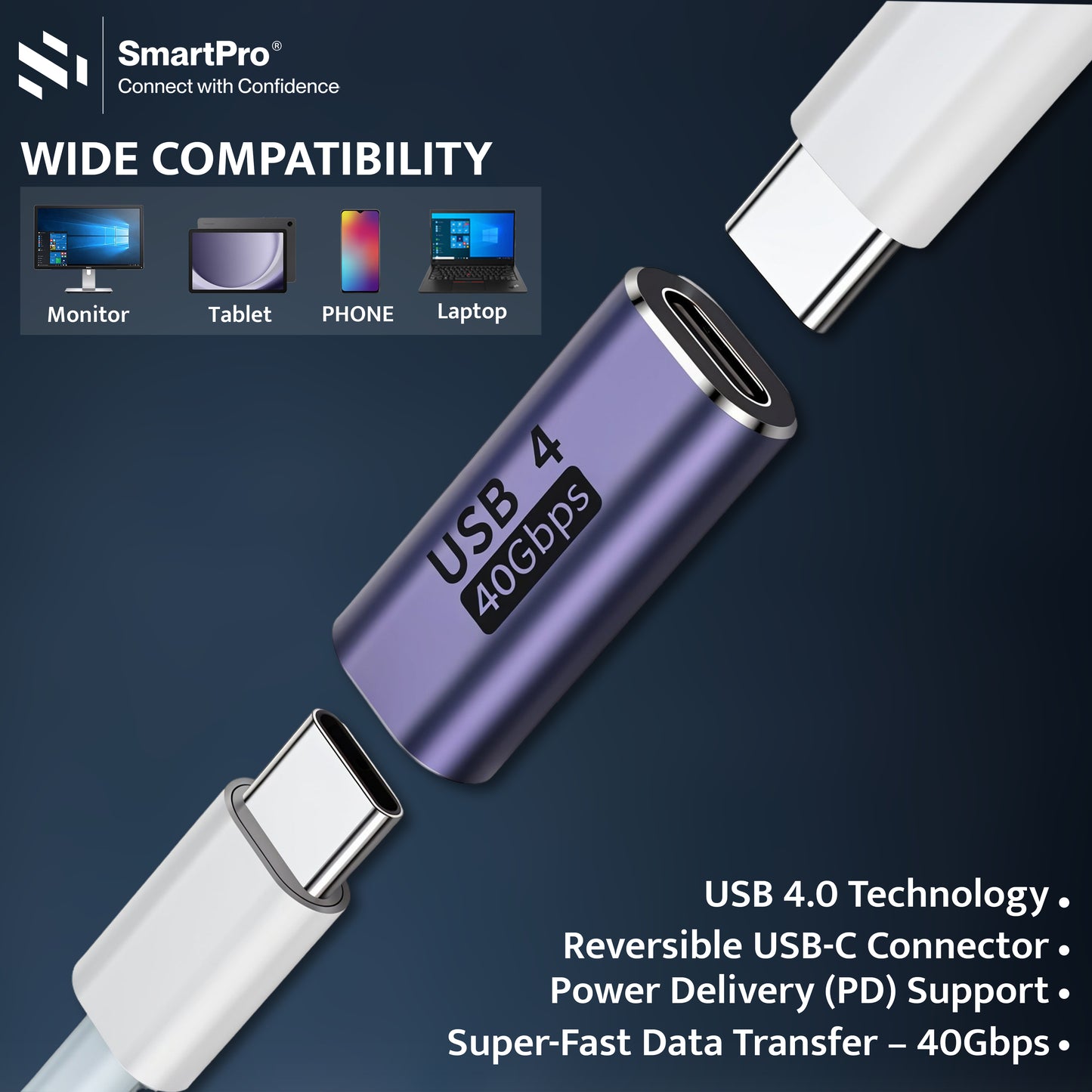 SmartPro USB 4.0 TYPE C FEMALE-FEMALE JOINTER (Metal Body)