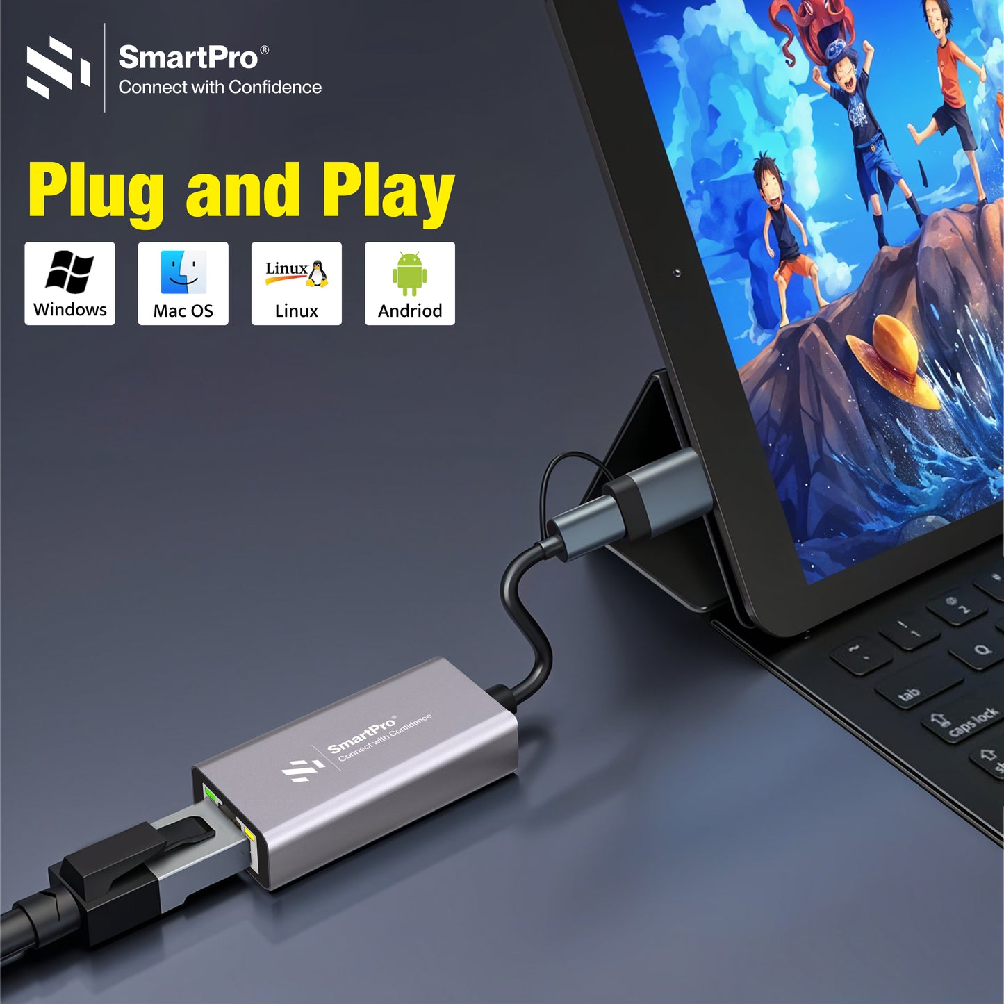 SmartPro USB 3.0+ TYPE C-LAN 1000 MBPS (Metal Body)