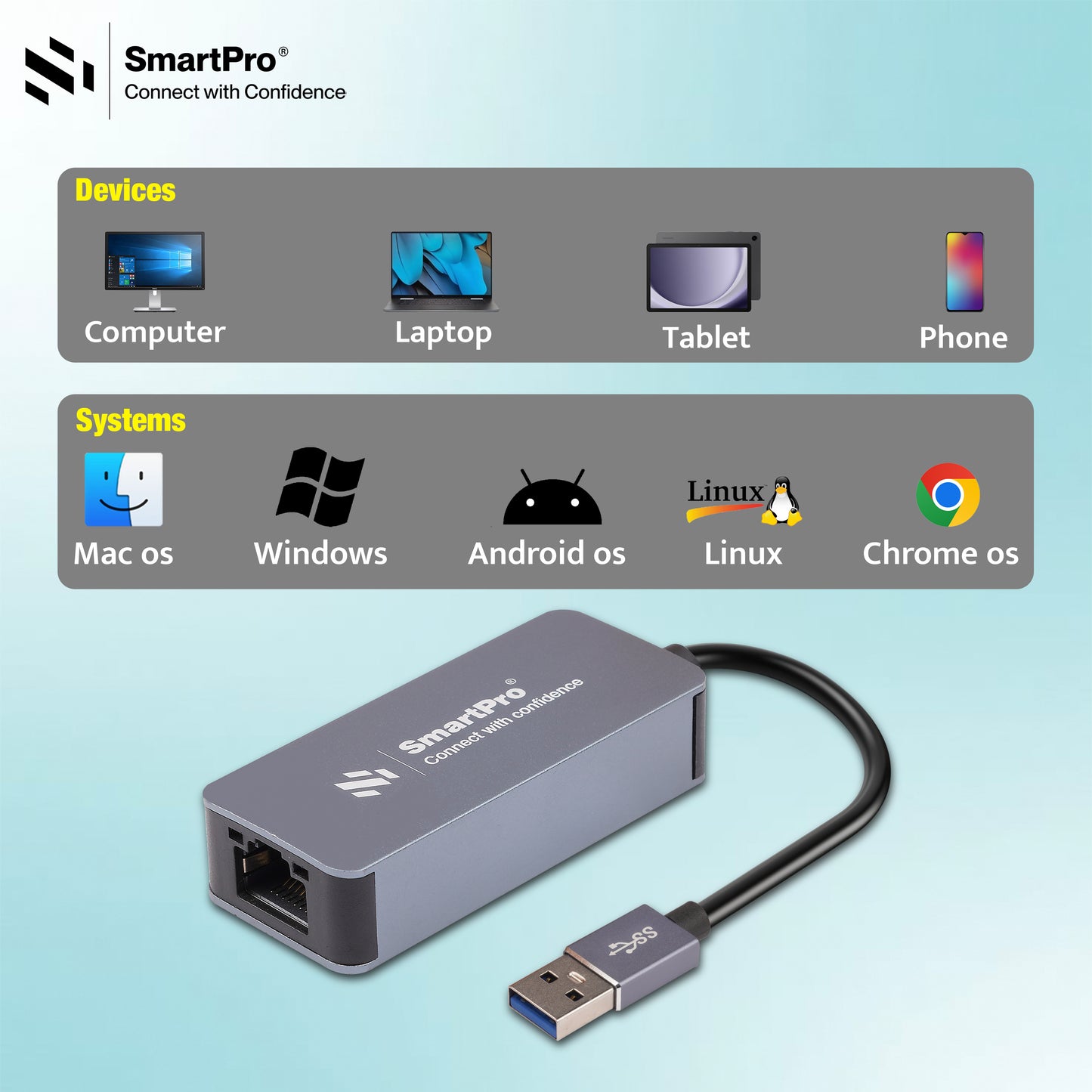 SmartPro USB 3.0 TO LAN 2500 MBPS (Metal Body)