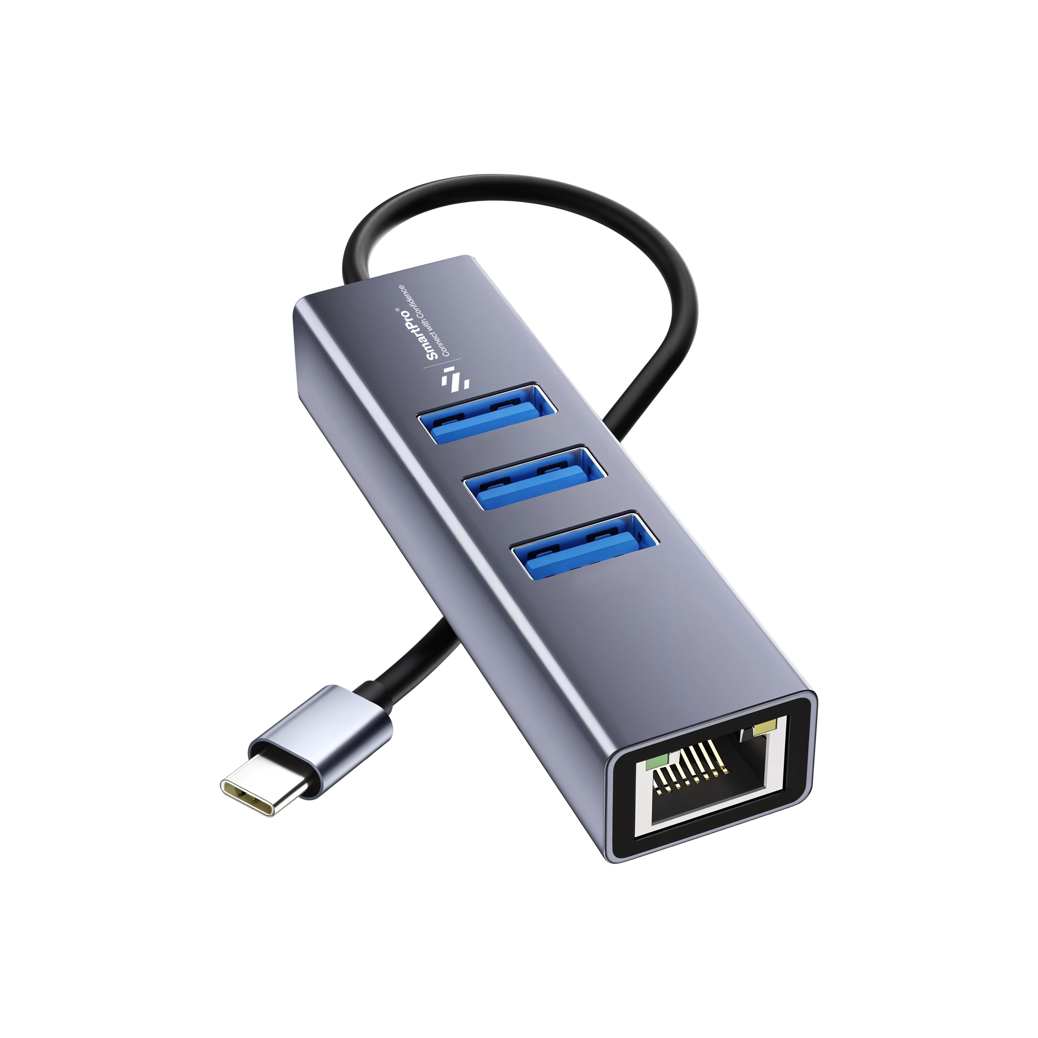 Convenient Hub SmartPro TYPE C TO LAN + HUB 1000 MBPS (Metal Body)