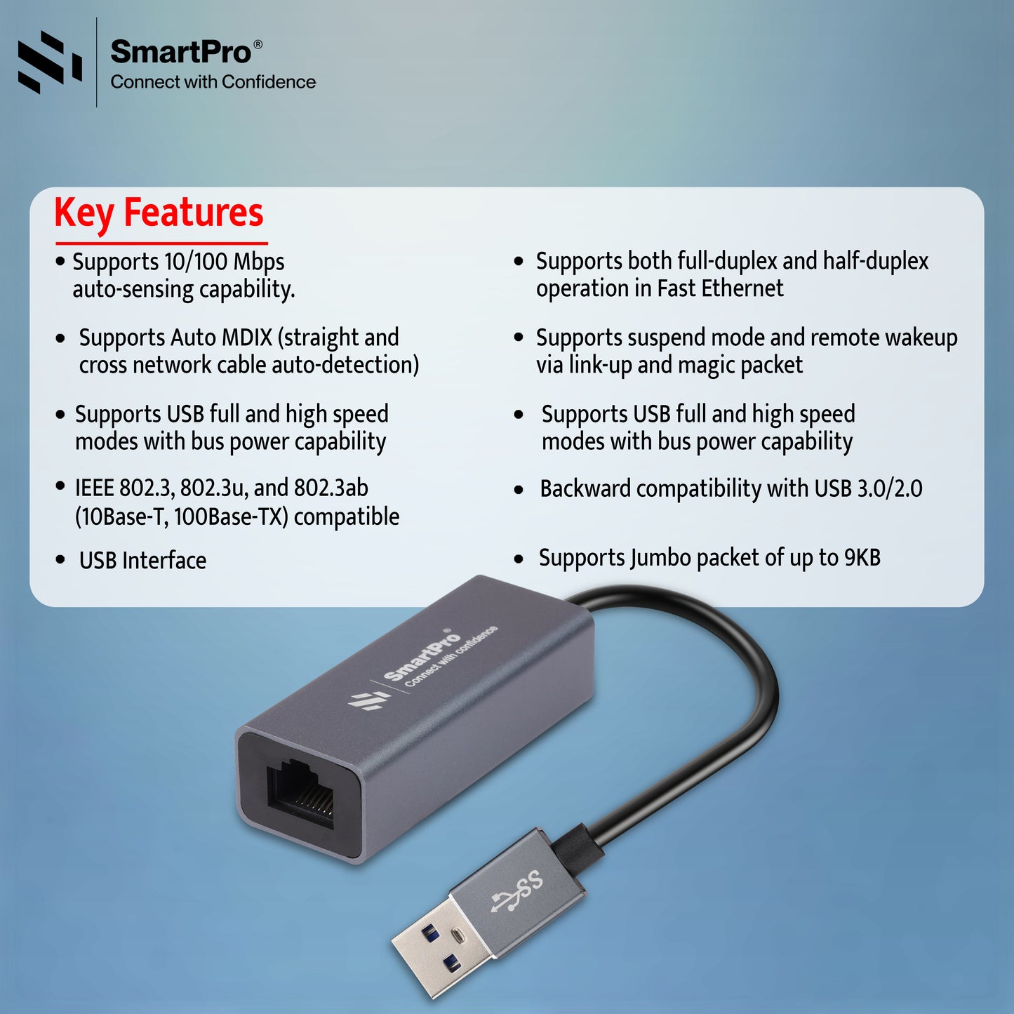 SmartPro USB 3.0 TO LAN 100 MBPS (Metal Body)