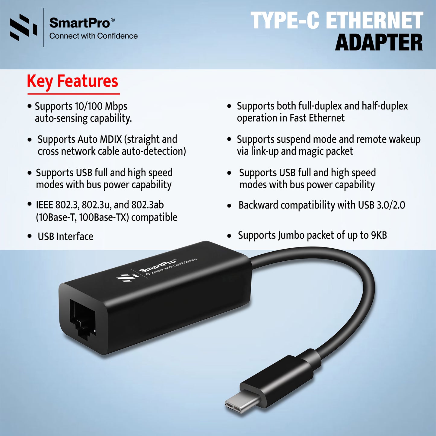 SmartPro TYPE C TO LAN 100 MBPS (Metal Body)