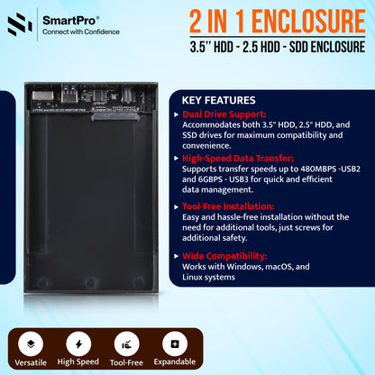 SmartPro 3.5"/2.0V HDD Casing