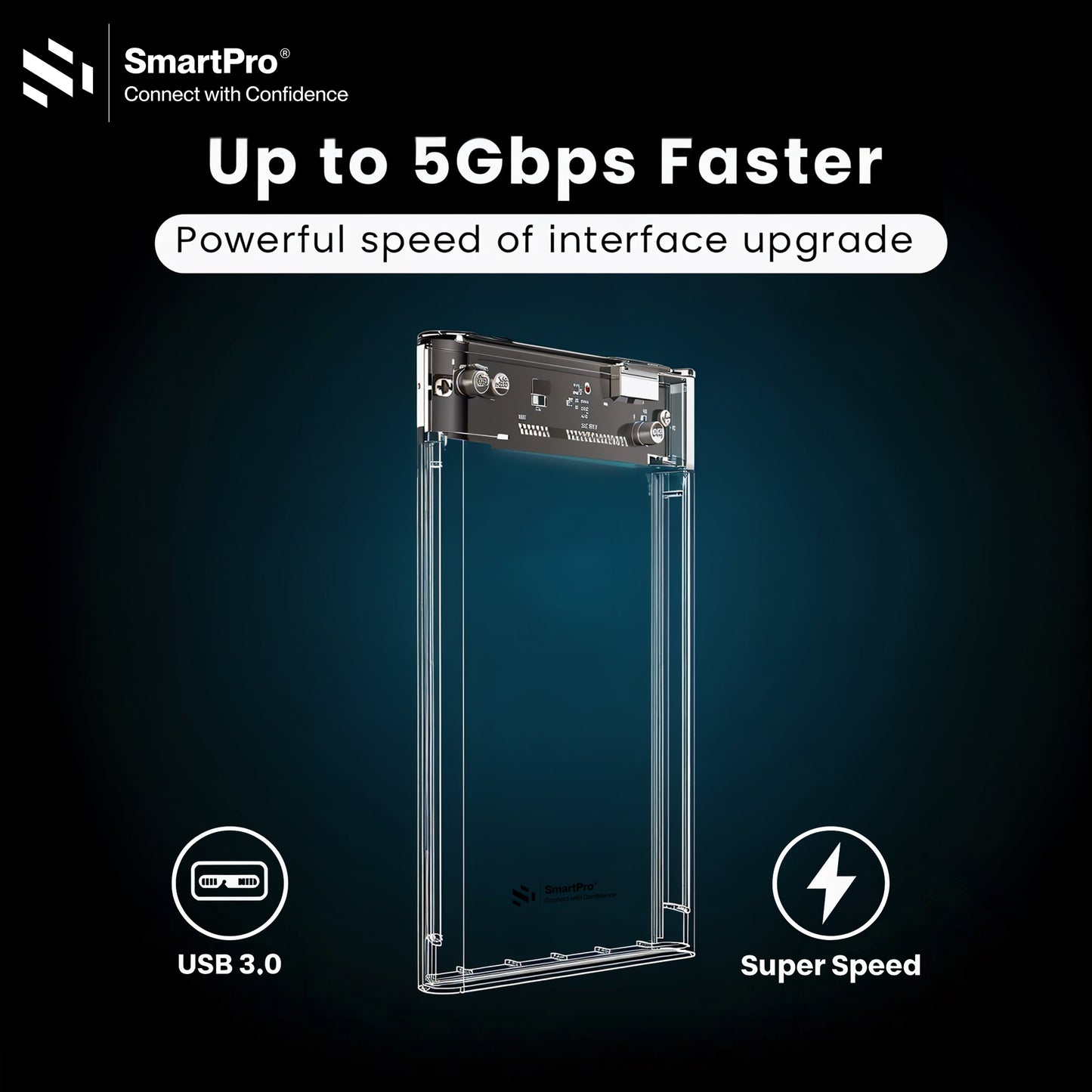 SmartPro 2.5 " HDD CASE USB 3.0 VERSION (TRANSPEREANT Body)
