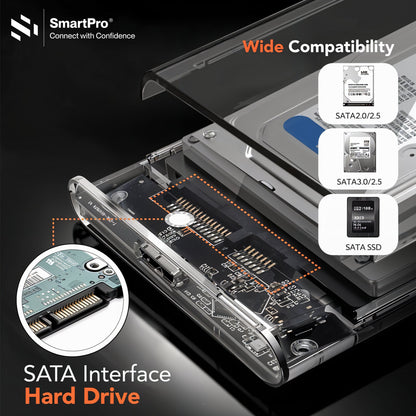 SmartPro 2.5 " HDD CASE USB 3.0 VERSION (TRANSPEREANT Body)