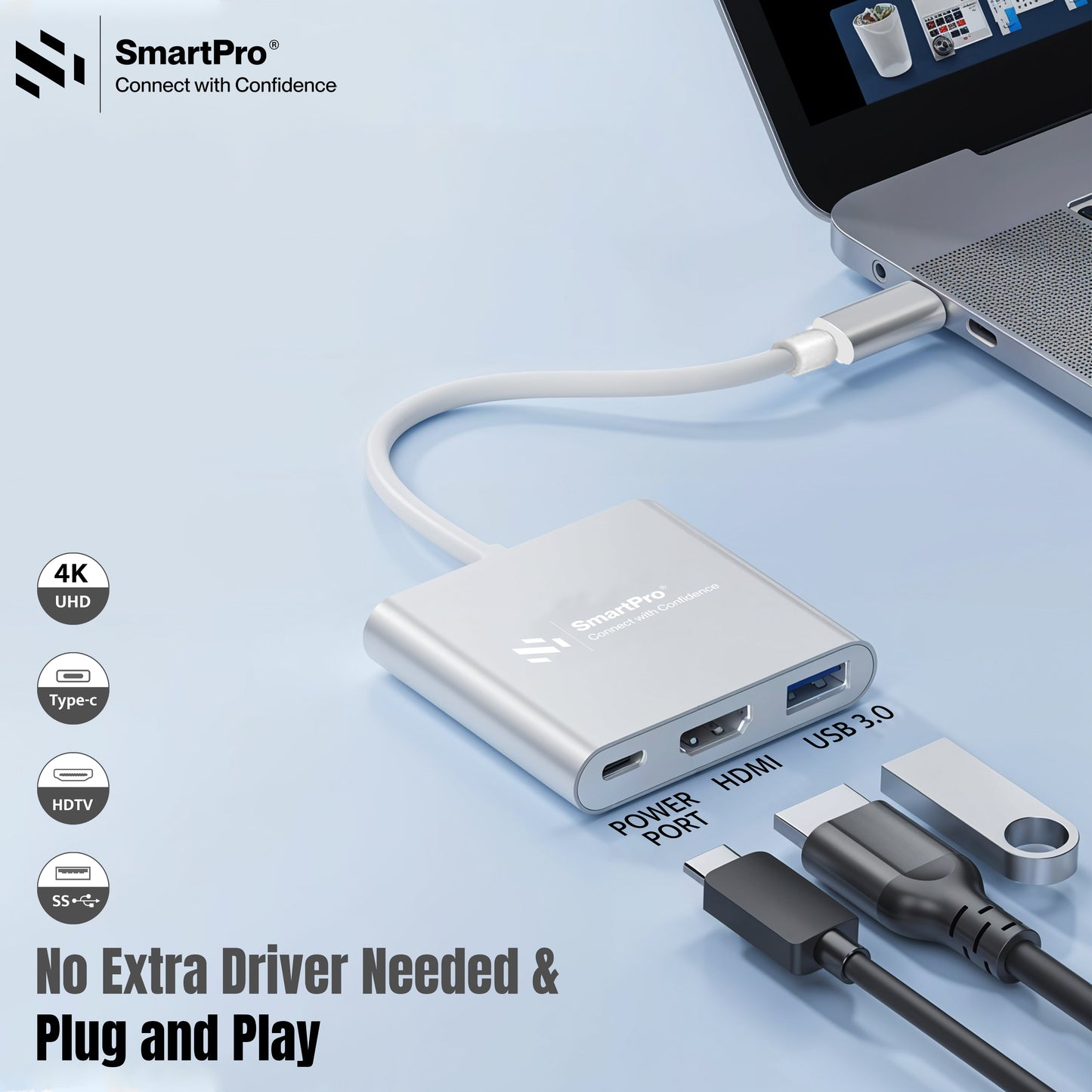 SmartPro 4K TYPE C TO 3 IN 1 CONVERTER (METAL HEAD)