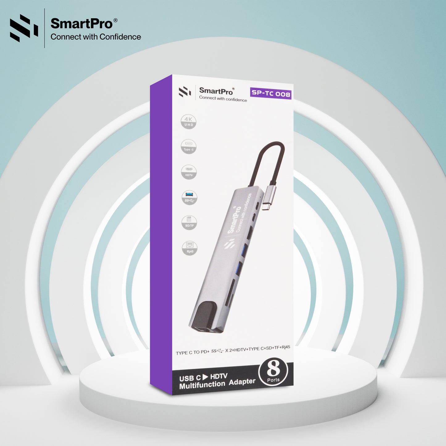 SmartPro 4K TYPE C TO 8 IN 1 CONVERTER (METAL HEAD)