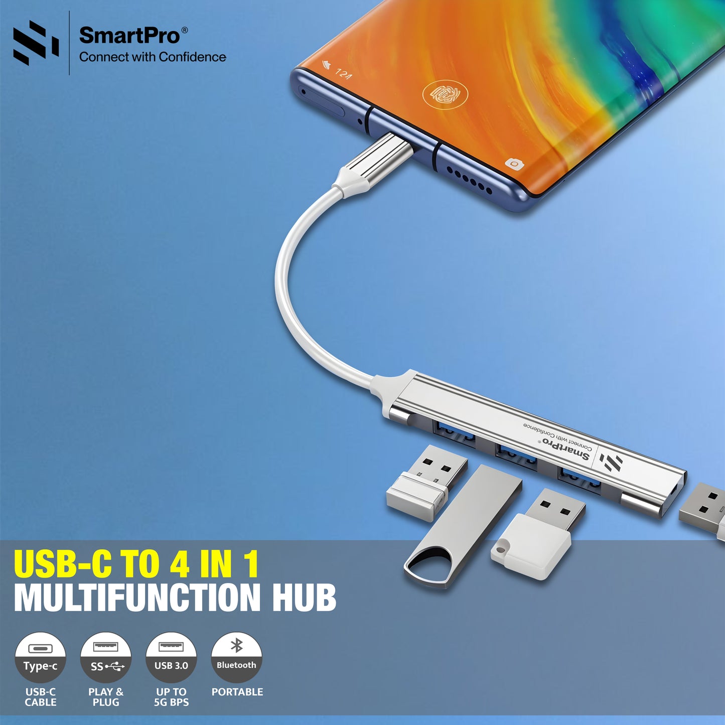 SmartPro USB-C To 4-Port USB 3.0 Hub