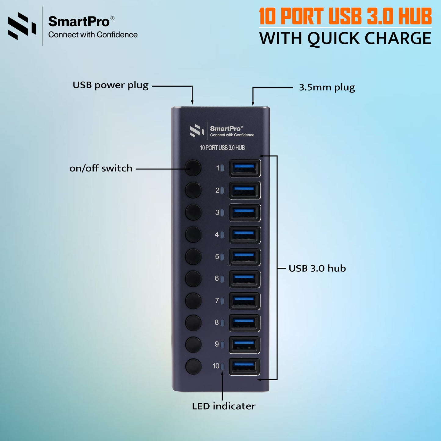 SmartPro USB 3.0 HUB 10 PORT