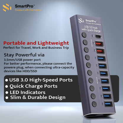 SmartPro USB 3.0 HUB 10 PORT WITH PD