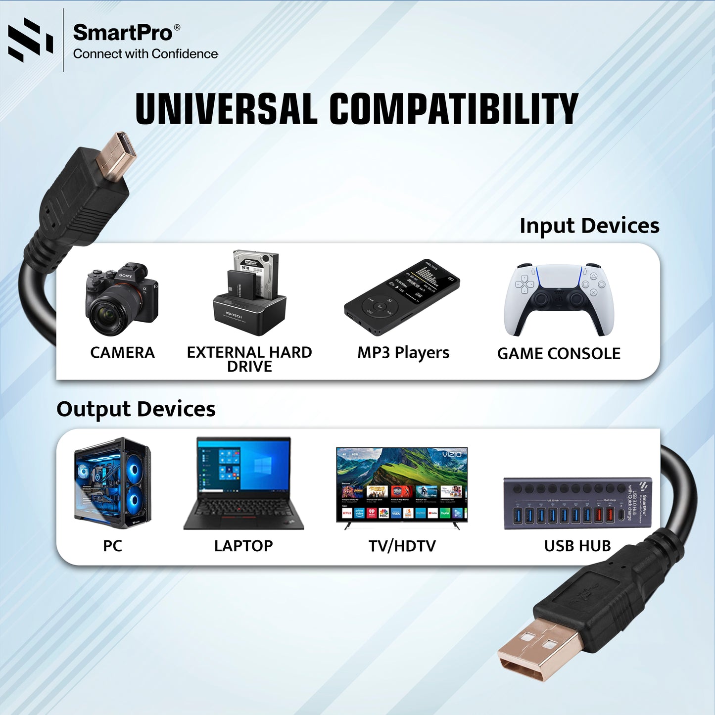 SmartPro USB TO 5 PIN CABLE (BLACK)
