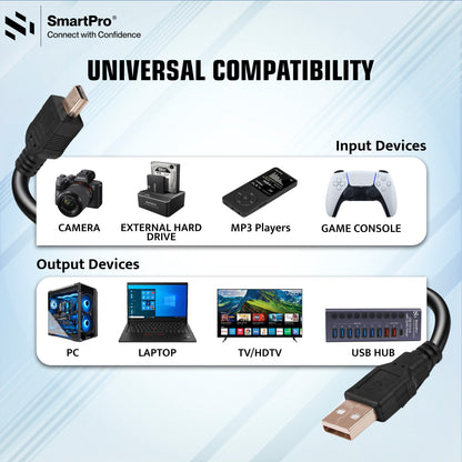 SmartPro USB TO 5 PIN CABLE (BLACK)